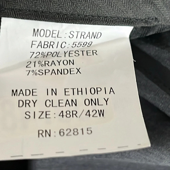 The Savile Row Strand Flat Front Unhemmed Suit Pants in Gray - NWOT - Size 42W - Picture 5 of 6